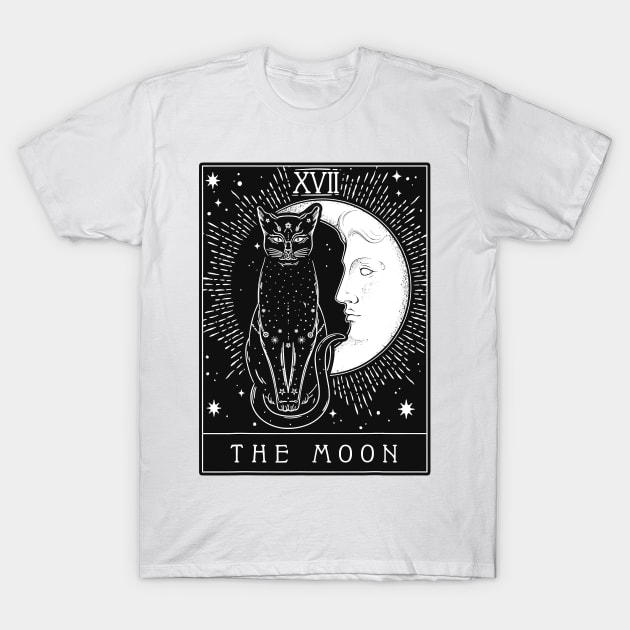 Tarot Card Crescent Moon And Cat Graphic T-Shirt by alexanderkansas